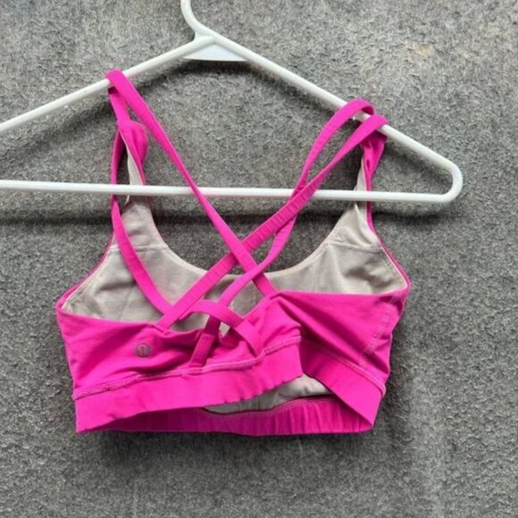 Lululemon Sports Bra Women 0 Pink Crossback Strappy Padded Activewear Yoga - Picture 4 of 4